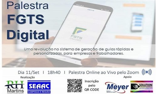 Palestra online e gratuita vai esclarecer dúvidas para o FGTS Digital no dia 11 de setembro
